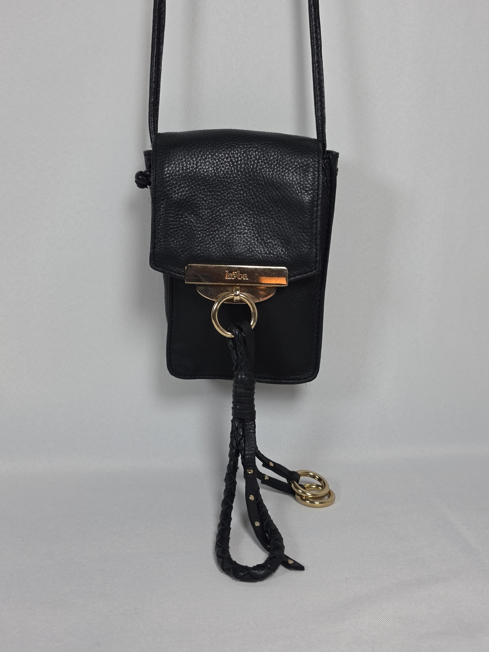 Vintage Kooba Genuine Leather Bag Gold Hardware Crossbody Strap Purse